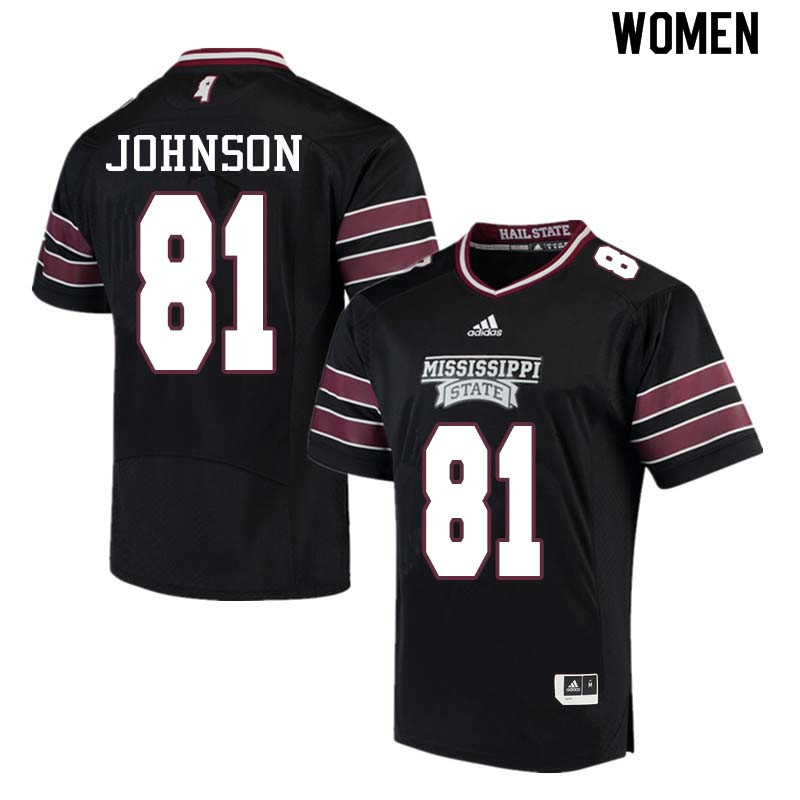 Women #81 Justin Johnson Mississippi State Bulldogs College Football Jerseys Sale-Black
